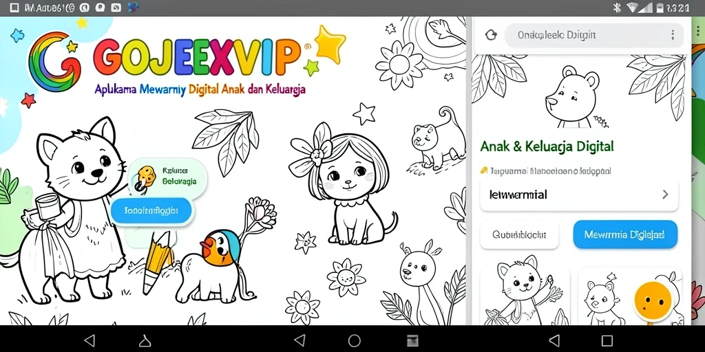 Screenshot tampilan antarmuka aplikasi Mewarnai Digital GOJEKVIP.