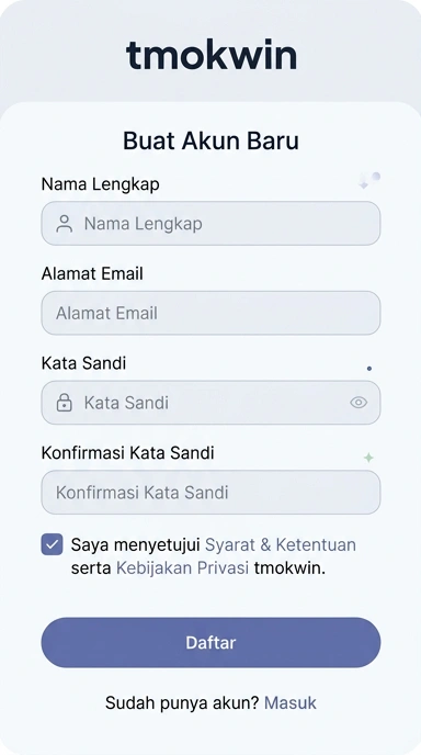 Tampilan halaman daftar tmokwin