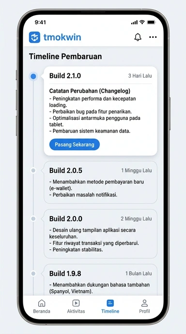 Tampilan riwayat versi tmokwin
